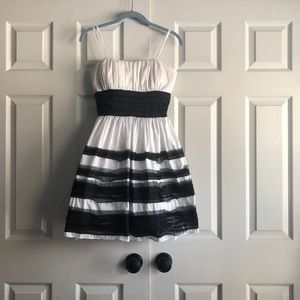 Black and White Strapless Dress